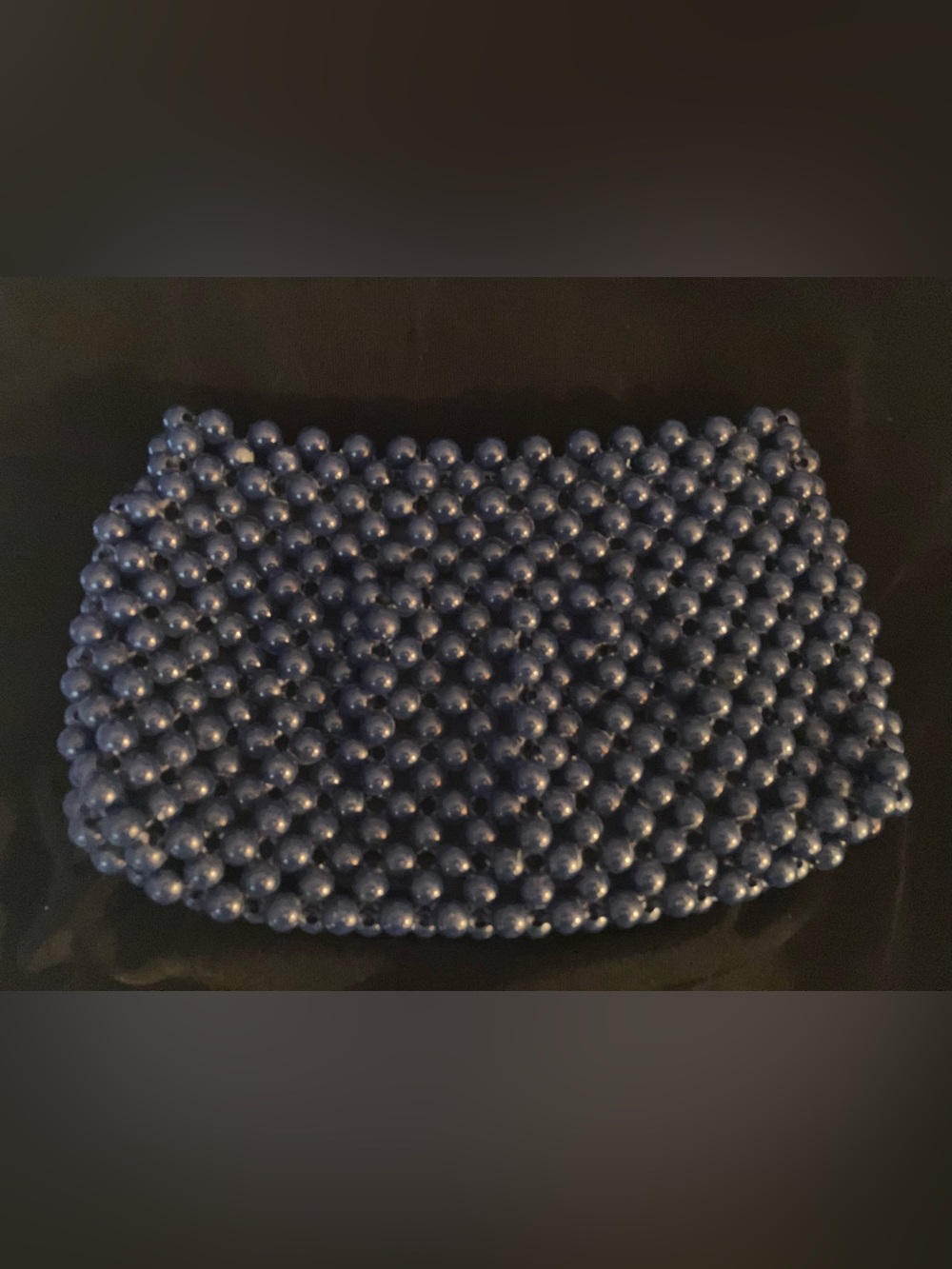 Vintage Safco Hand-Beaded Navy Pearl Clutch Made in Hong Kong